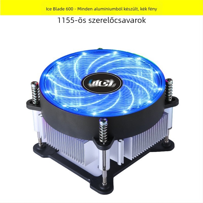 Alumínium magú CPU hűtő 1155/1151/1156/1200 foglalatokhoz, hidraulikus csapágy, 2000 ford/perc, 22 dB