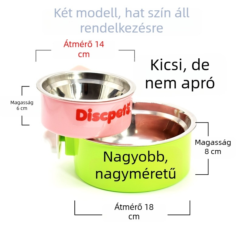 Kutyáknak és macskáknak etető- és itatál, szürke-tó kék árnyalat, PP műanyag, akasztós ketreccel kompatibilis