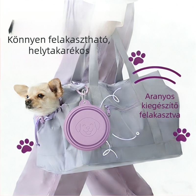 Összecsukható kültéri háziállat tál, hordozható szilikon tál kutyáknak és macskáknak, lassú etetéssel.