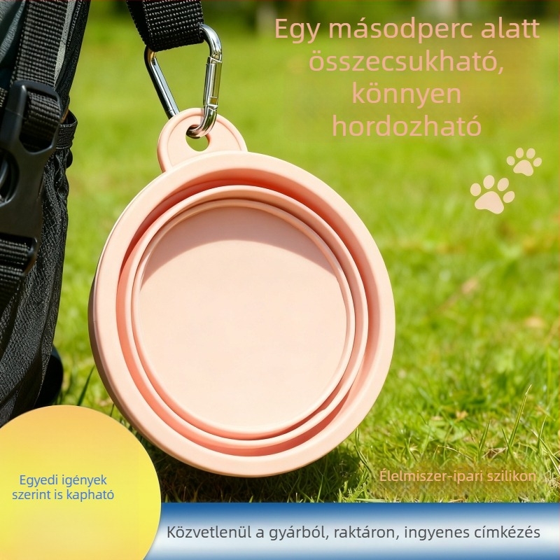 Összecsukható kültéri háziállat tál, hordozható szilikon tál kutyáknak és macskáknak, lassú etetéssel.