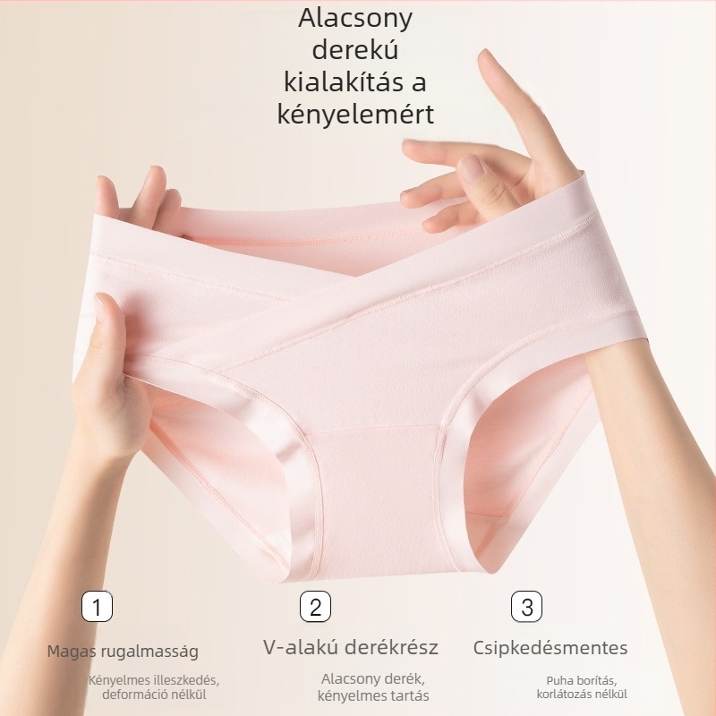 Antibakteriális kismama alsónemű hosszított ágyékkal és V‑formájú has-támogatással, típus A, 100% pamut