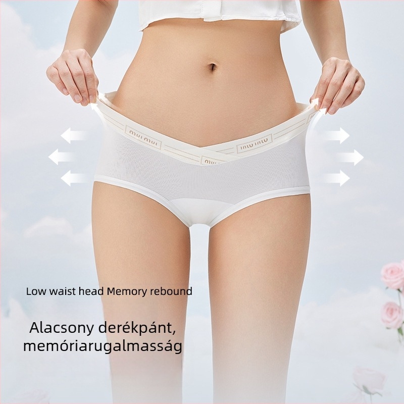 Várandós nőknek készült hosszú szálú pamut alsónemű, kibővített ágyékkal, antibakteriális rózsa illóolajjal, középső–késő terhességre, alacsony derék