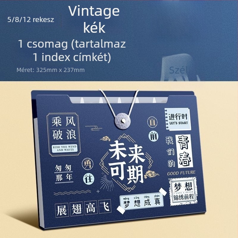 A4 akordeonos dokumentumfájl, 5 rekesz, műanyag, iratrendező