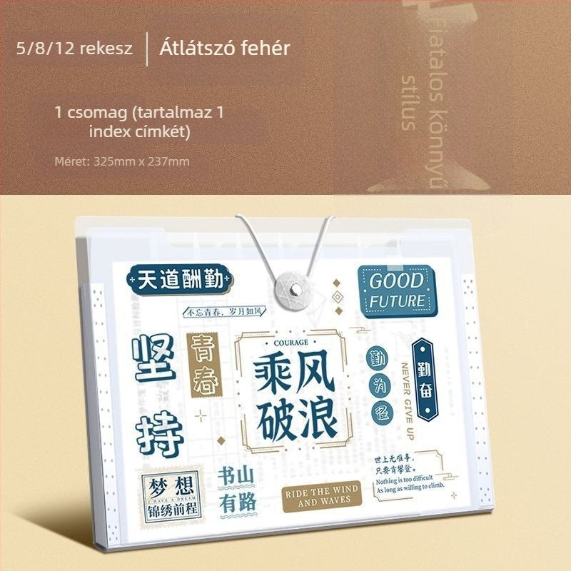 A4 akordeonos dokumentumfájl, 5 rekesz, műanyag, iratrendező