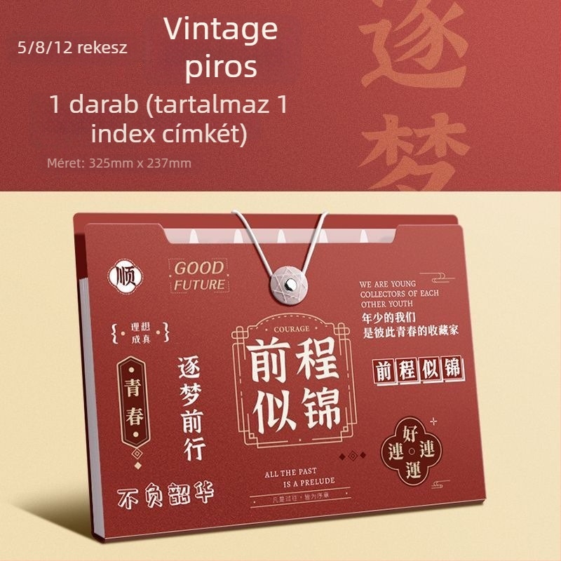 A4 akordeonos dokumentumfájl, 5 rekesz, műanyag, iratrendező