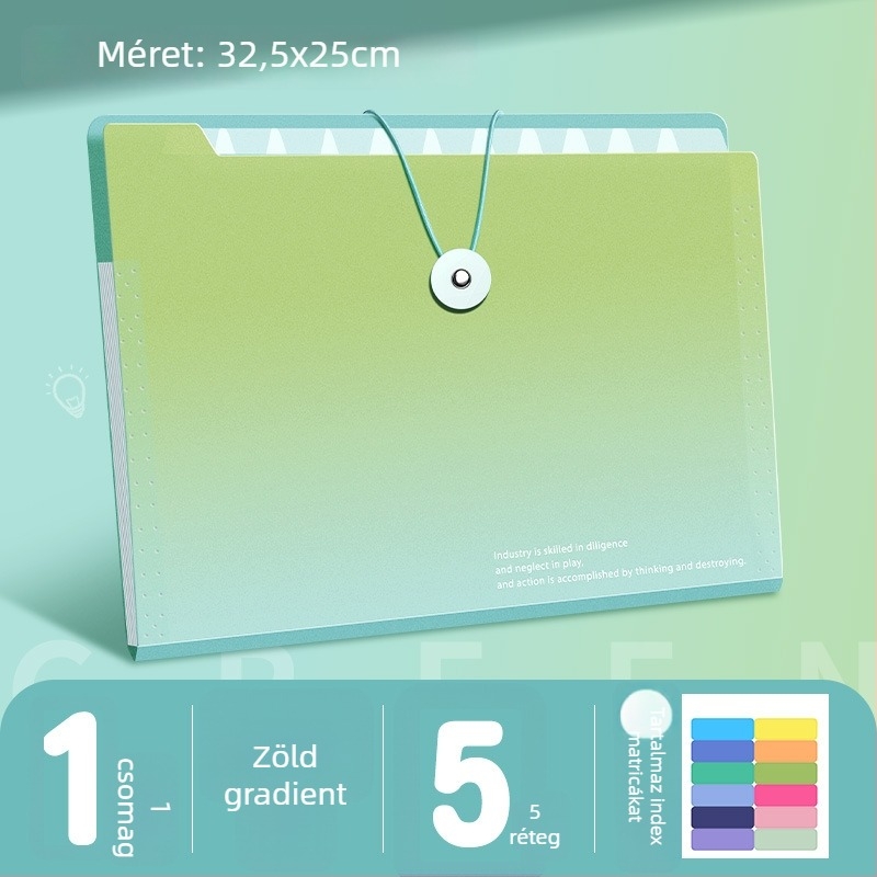 A4 akordeonos dokumentumfájl, 5 rekesz, műanyag, iratrendező