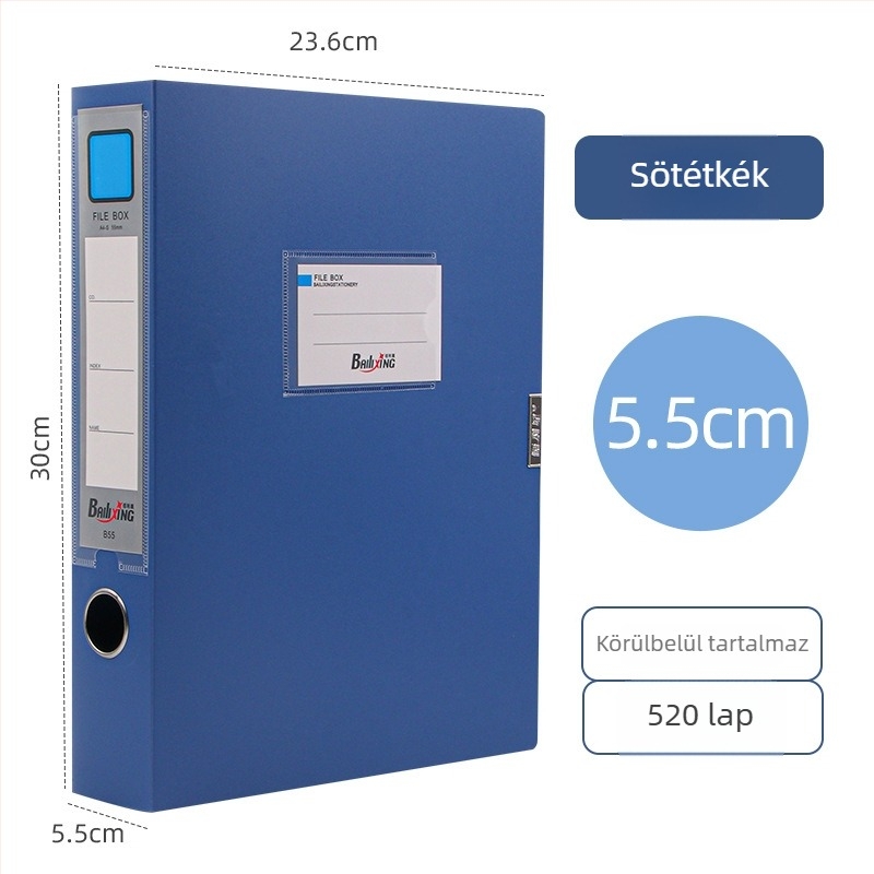 A4-es PP fájl doboz, modell 958, vastagság 0,8 mm, hátoldali szélesség 50 mm, Fire-rich márka