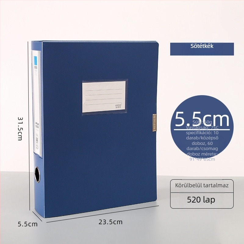 A4-es PP fájl doboz, modell 958, vastagság 0,8 mm, hátoldali szélesség 50 mm, Fire-rich márka