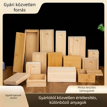 Fa ékszer- és tárolódoboz, Modell 029, Természetes fa, Szobrászati kivitel, Testreszabott belső és logó