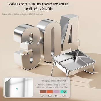 Rozsdamentes acél tál háziállatoknak, felmagassított itatópulttal és nyakvédővel, kutyák és macskák számára