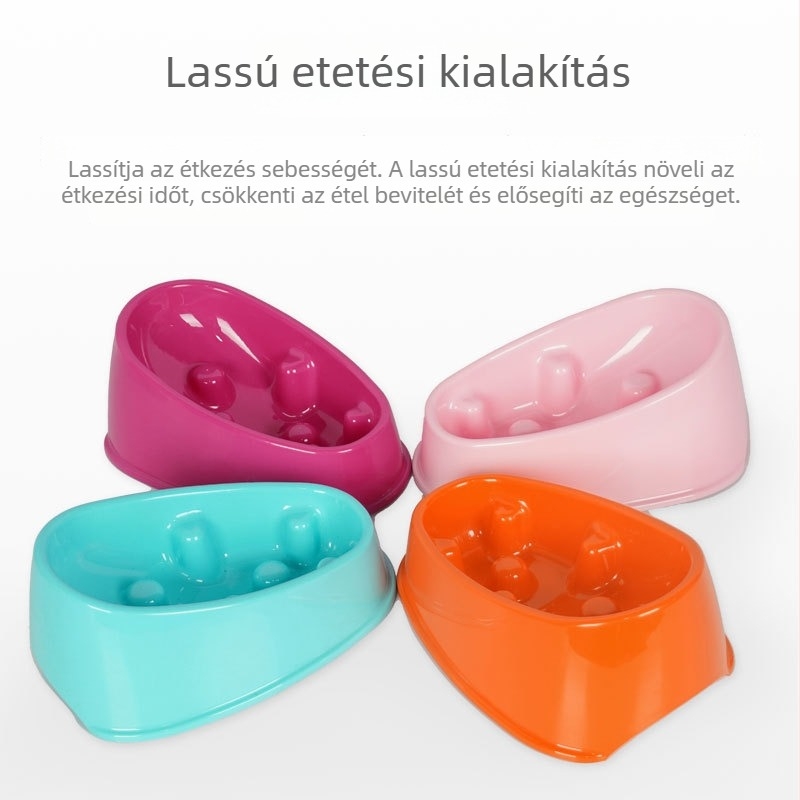 Kutyáknak készült lassú etető tál, fulladás elleni kialakítással