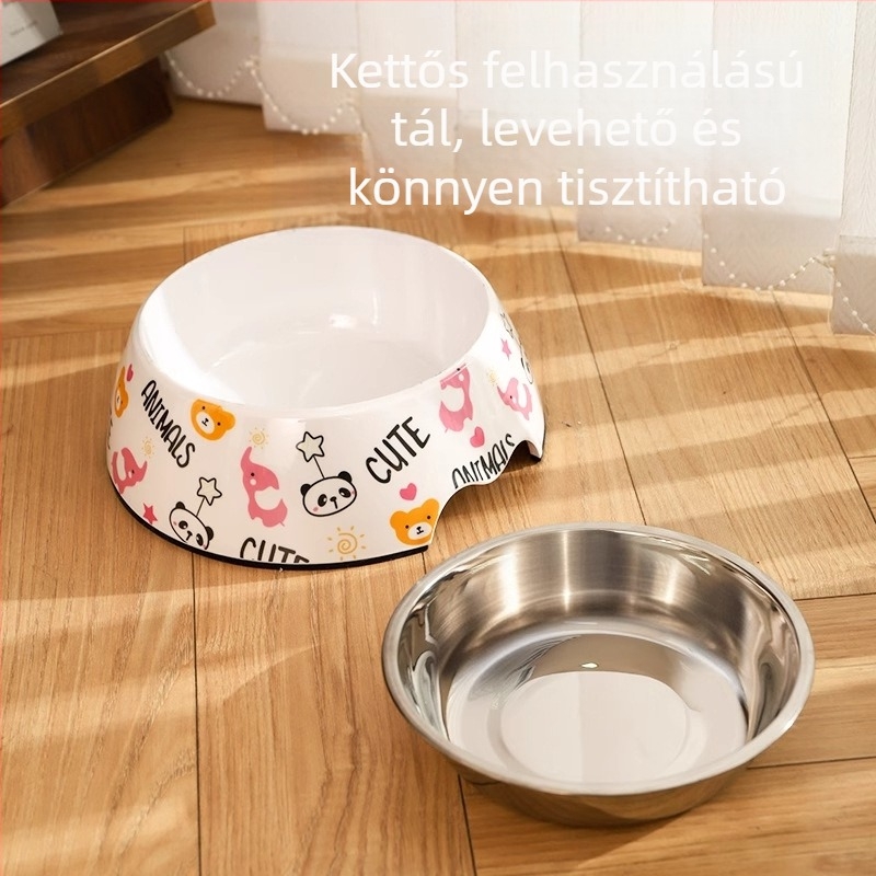 304 rozsdamentes acélból készült etetőtál háziállatok számára, anti-tip kialakítással, kutyáknak és macskáknak