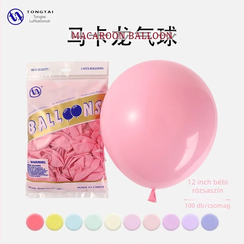 Tongtai Macaron latex ballon, kör formájú, nyomtatott logó, minták: zodiákus jel, karikatúra, szerelem, szöveg