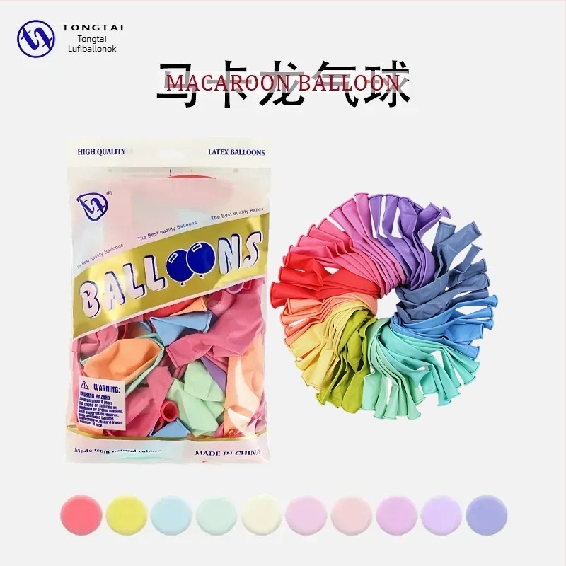 Tongtai Macaron latex ballon, kör formájú, nyomtatott logó, minták: zodiákus jel, karikatúra, szerelem, szöveg