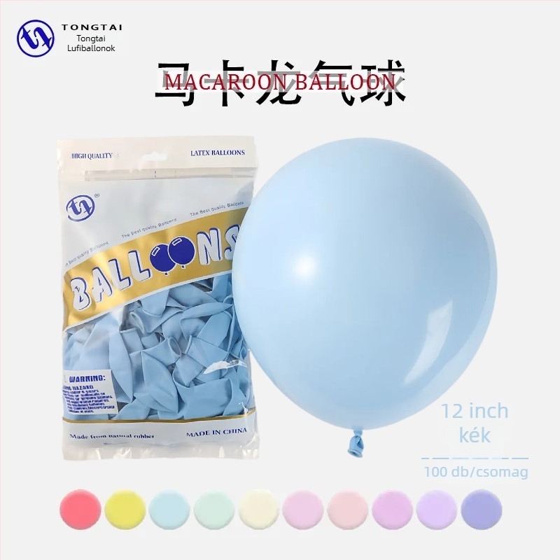 Tongtai Macaron latex ballon, kör formájú, nyomtatott logó, minták: zodiákus jel, karikatúra, szerelem, szöveg