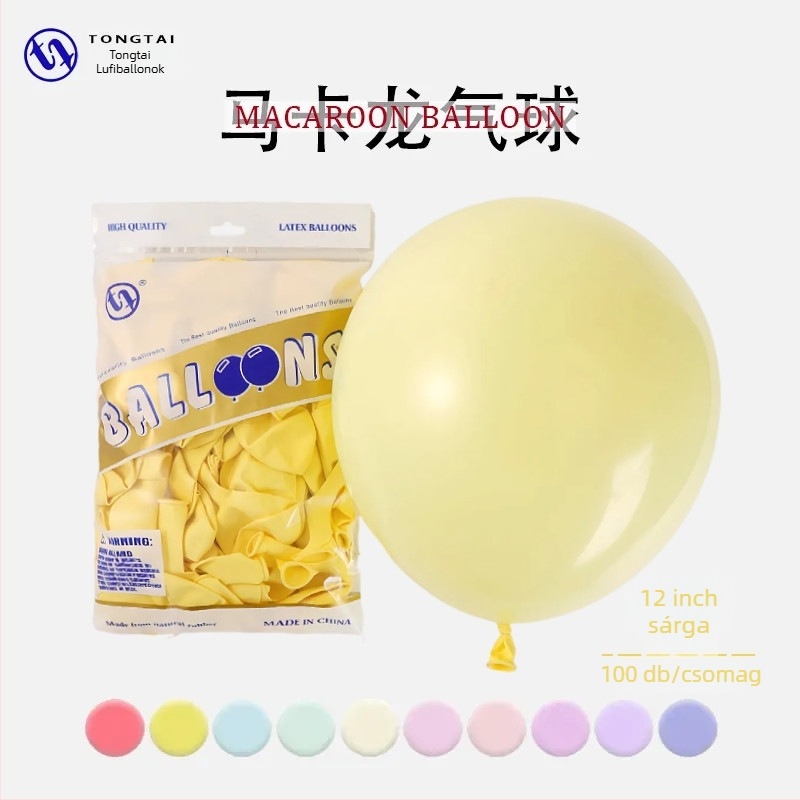 Tongtai Macaron latex ballon, kör formájú, nyomtatott logó, minták: zodiákus jel, karikatúra, szerelem, szöveg