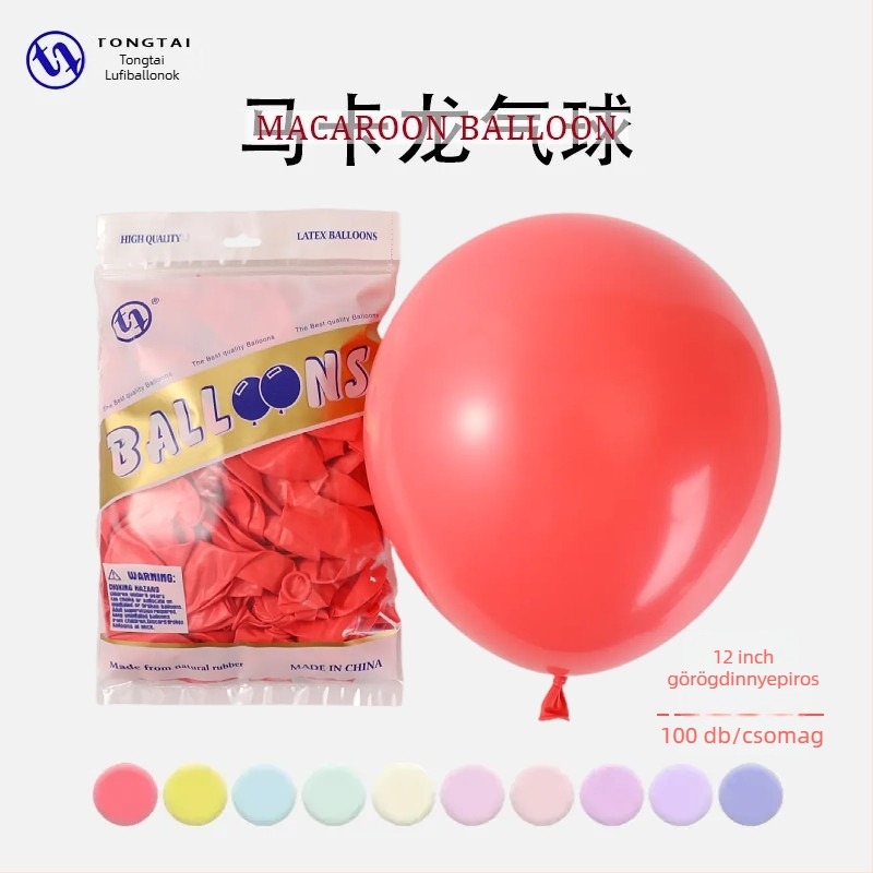 Tongtai Macaron latex ballon, kör formájú, nyomtatott logó, minták: zodiákus jel, karikatúra, szerelem, szöveg