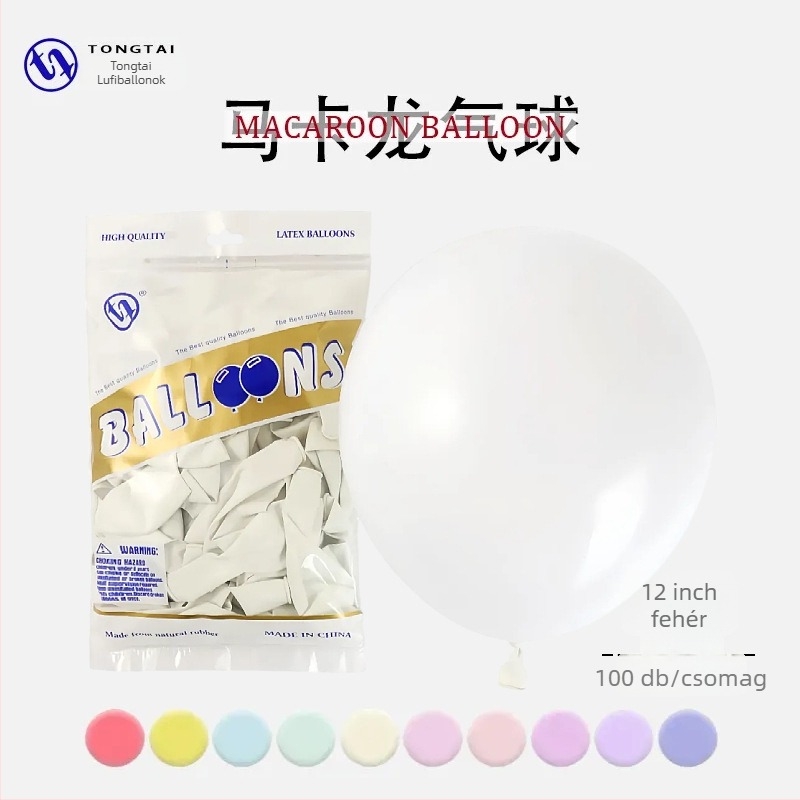 Tongtai Macaron latex ballon, kör formájú, nyomtatott logó, minták: zodiákus jel, karikatúra, szerelem, szöveg