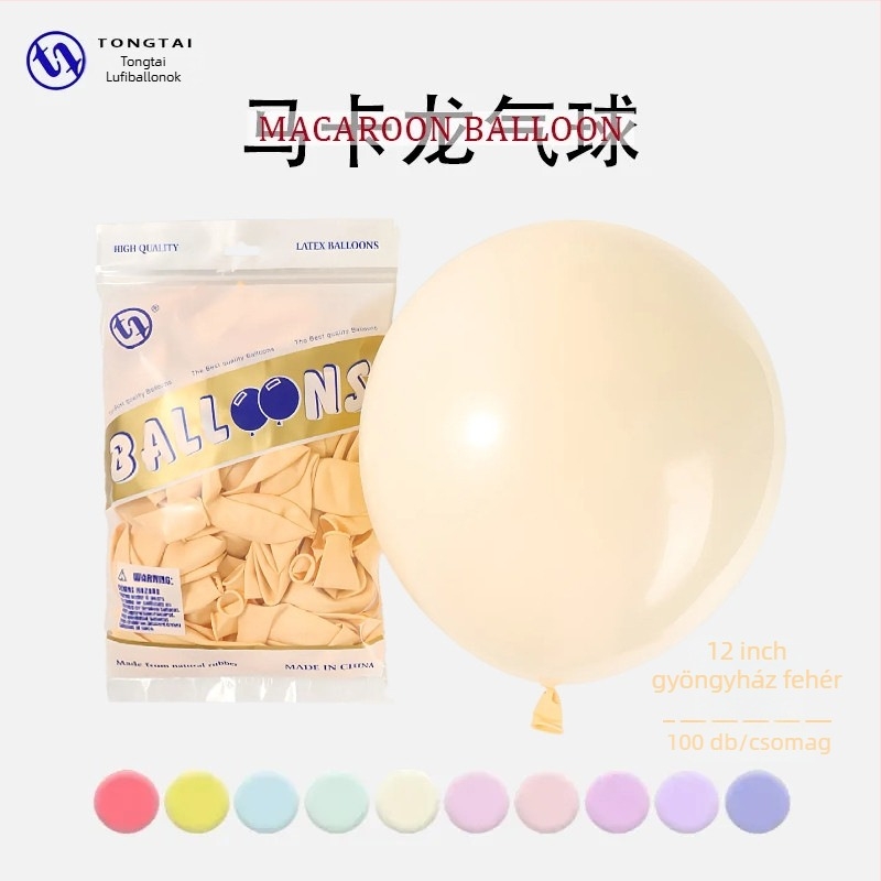Tongtai Macaron latex ballon, kör formájú, nyomtatott logó, minták: zodiákus jel, karikatúra, szerelem, szöveg