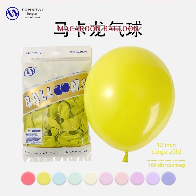Tongtai Macaron latex ballon, kör formájú, nyomtatott logó, minták: zodiákus jel, karikatúra, szerelem, szöveg