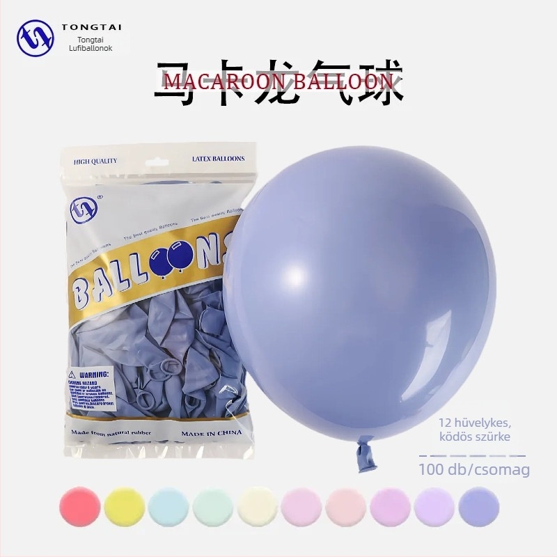 Tongtai Macaron latex ballon, kör formájú, nyomtatott logó, minták: zodiákus jel, karikatúra, szerelem, szöveg