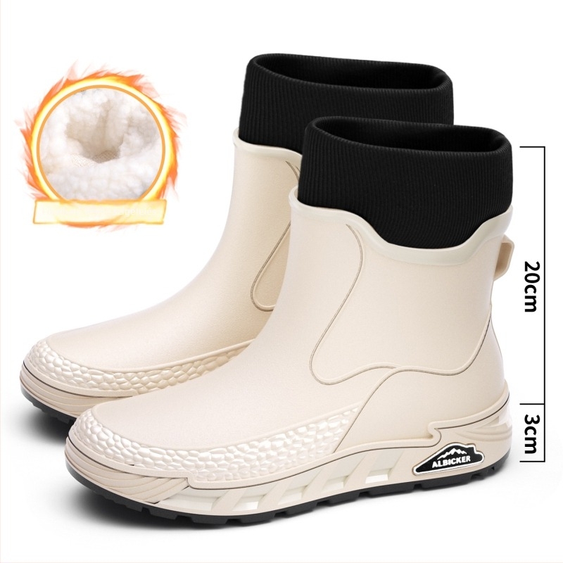 Férfi esőcsizmák PVC felsőrész, EVA talp és talptalp, rövid szárú, vízálló, csúszásmentes