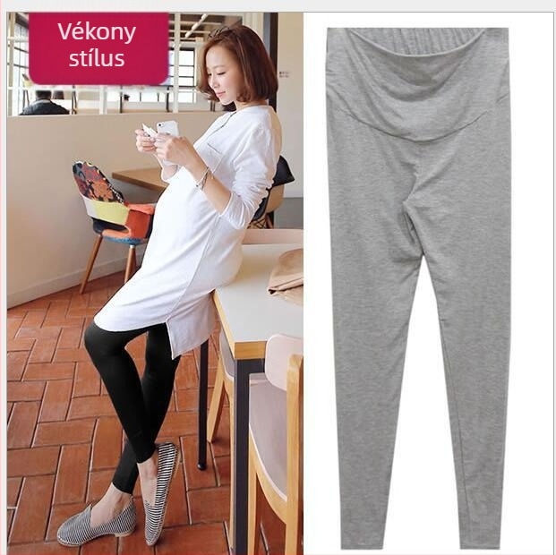 Anyasági pamut cropped leggings, pocaktámasz, szoros szabás, magas rugalmasság