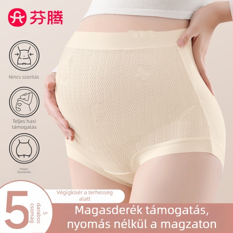 Kismama fehérnemű, magas derekú, pamutból, lélegző, antibakteriális, pocak-támogatás, 100% pamut belső anyag