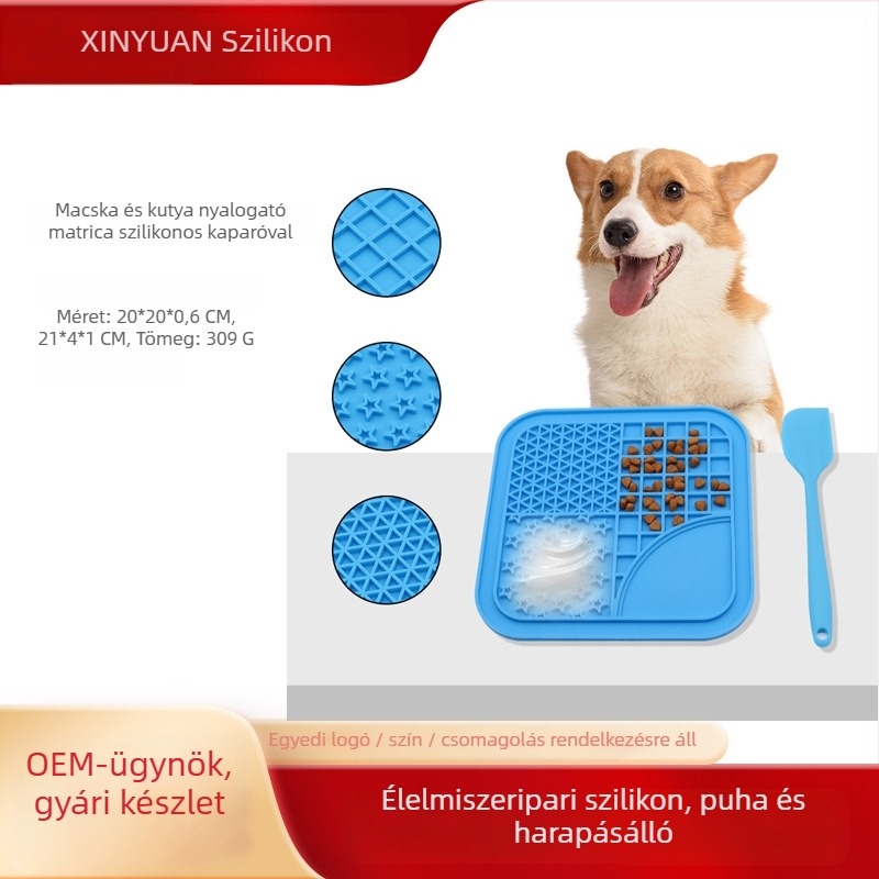 Élelmiszer-minőségű szilikonból készült nyalogató matrac macskáknak és kutyáknak, szívókorongokkal