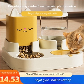 Dupla tálas automata etető macskáknak és kutyáknak