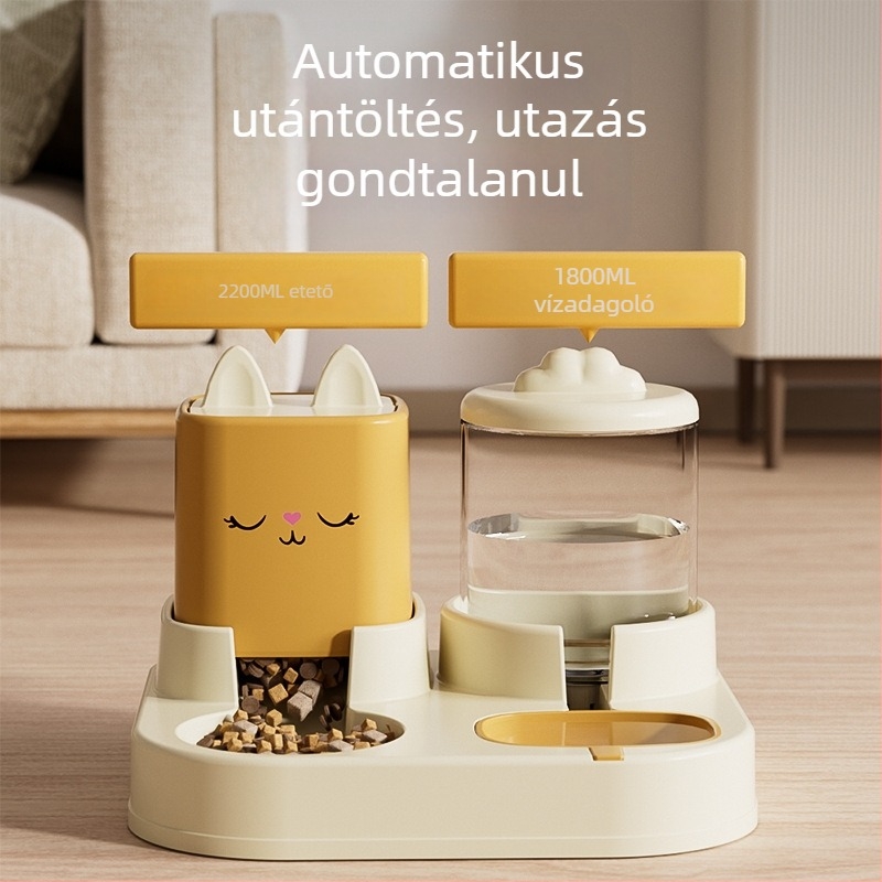 Dupla tálas automata etető macskáknak és kutyáknak