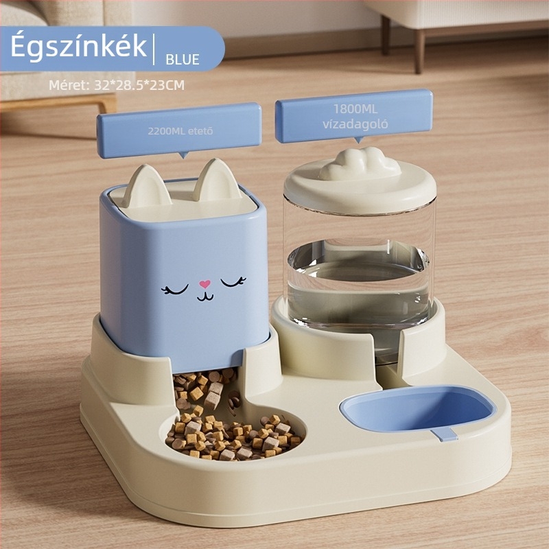 Dupla tálas automata etető macskáknak és kutyáknak