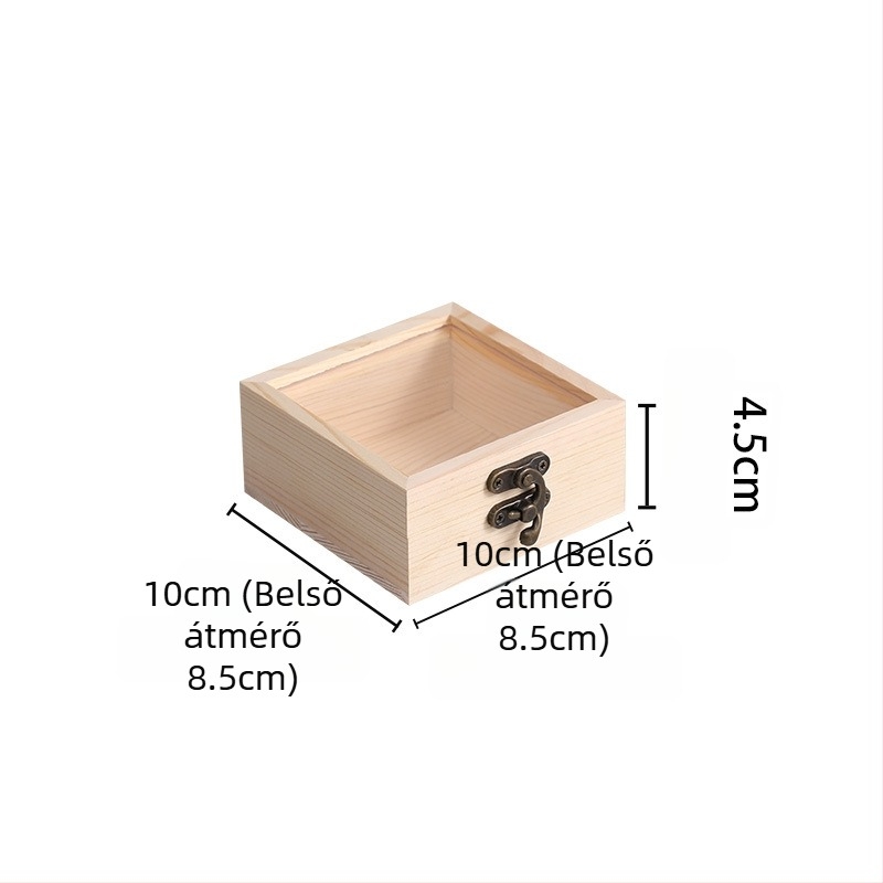 Fából készült ajándék doboz ékszerek és megőrzött virágok számára, logó nyomtatva, hamisítás elleni jelölés, modell 3-10