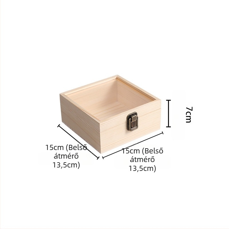 Fából készült ajándék doboz ékszerek és megőrzött virágok számára, logó nyomtatva, hamisítás elleni jelölés, modell 3-10