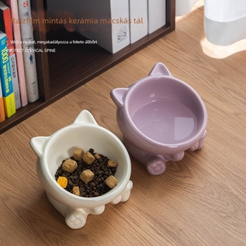 Kerámia macskatál etetéshez, ferde peremmel és magas nyakú kialakítással, 18 darabos csomag