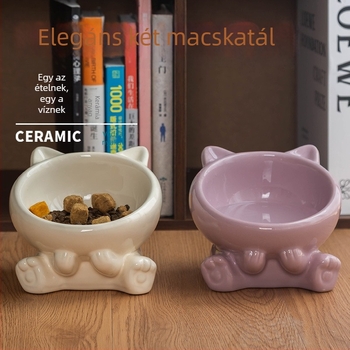 Kerámia macskatál etetéshez, ferde peremmel és magas nyakú kialakítással, 18 darabos csomag