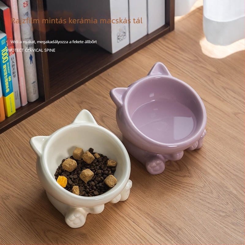 Kerámia macskatál etetéshez, ferde peremmel és magas nyakú kialakítással, 18 darabos csomag