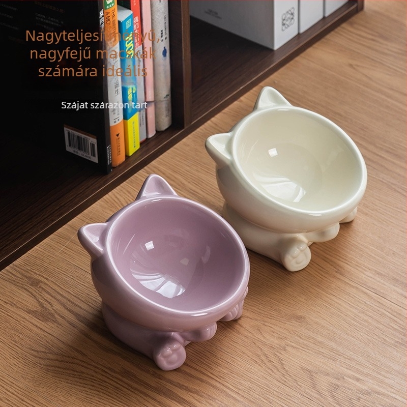 Kerámia macskatál etetéshez, ferde peremmel és magas nyakú kialakítással, 18 darabos csomag