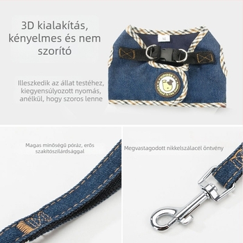 Macska-vestes hám, textil anyagból, vontató pánttal sétákhoz