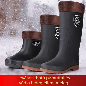 Felnőtt esőcsizmák: PVC felsőrész, hálós bélés, magas szár, talp marháinak inából készült, csúszásmentes és kopásálló
