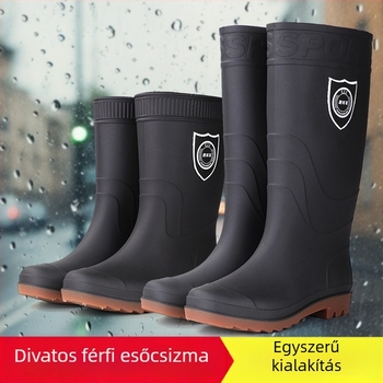 Felnőtt esőcsizmák: PVC felsőrész, hálós bélés, magas szár, talp marháinak inából készült, csúszásmentes és kopásálló