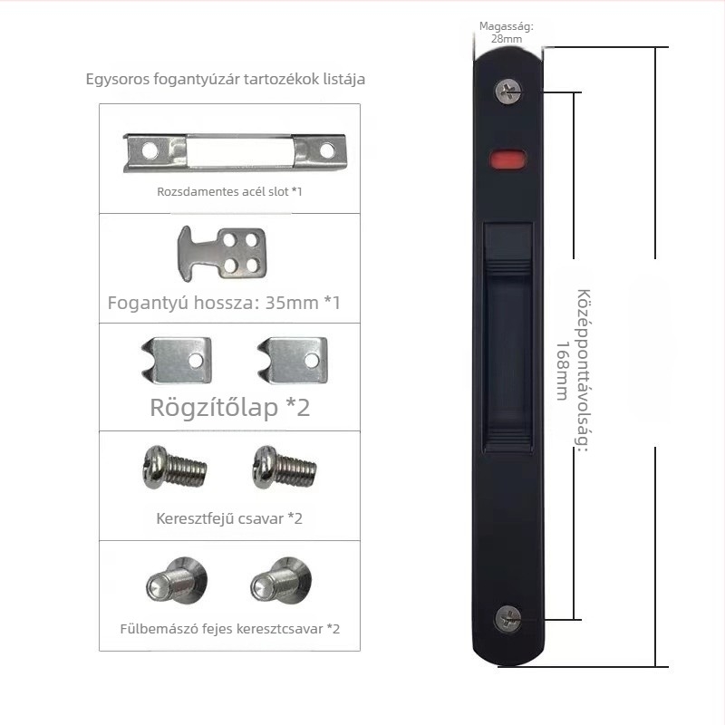 Alumíniumötvözet kampózár tolóajtókhoz és ablakokhoz, egyoldali hőszigetelt kialakítás, modell 1, Guicheng hardware, modern minimalista stílus