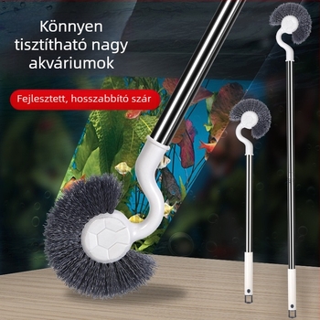 Akvarisztikus tisztító kefé hosszabbítható és állítható dizájnnal, algák eltávolítására, műanyagból