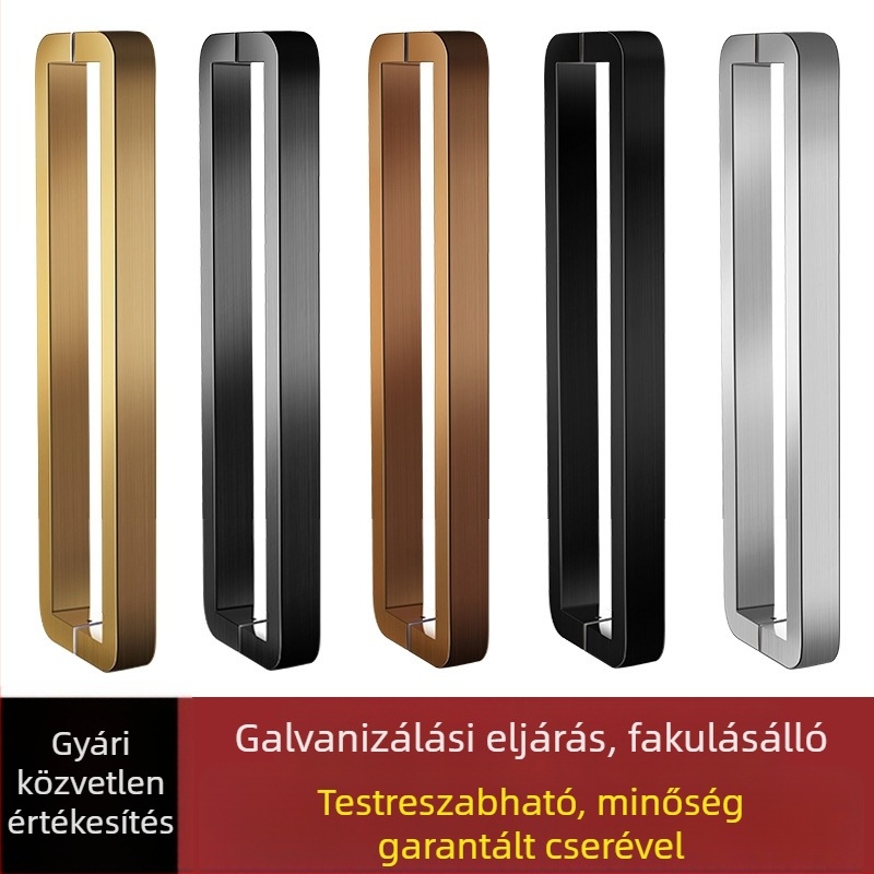 Rozsdamentes acélból készült kerek sarkú tolóajtó kilincs, elektroplatolt felülettel, ujjlenyomat-mentes üvegajtókhoz