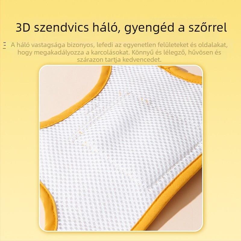 Koreai stílusú, csíkos kutyahám pórázzal, anti-szökés funkcióval, kis testű kutyáknak