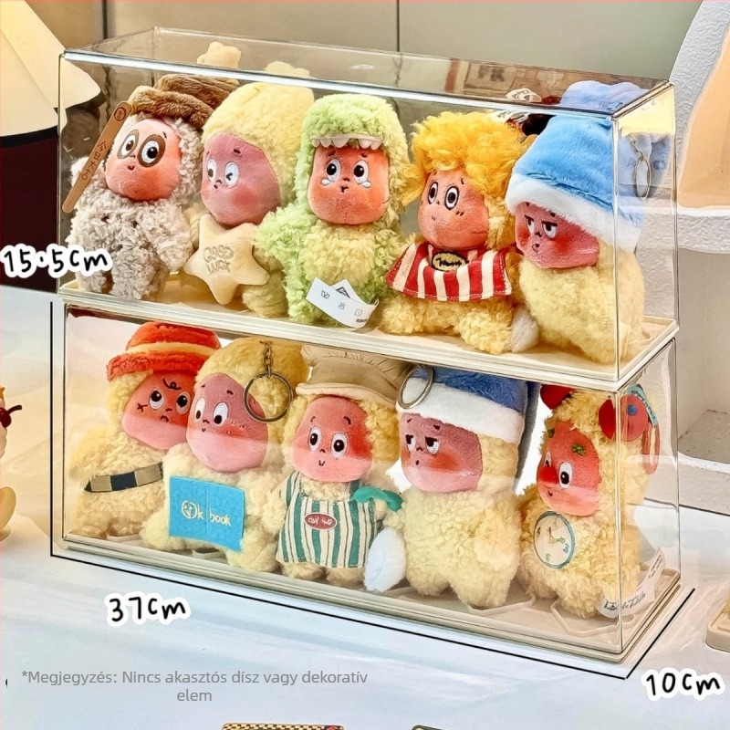 Star Man blind-box kiállítási doboz, átlátszó PET anyag, fedéllel, porálló, egymásra rakható, 18 L kapacitás