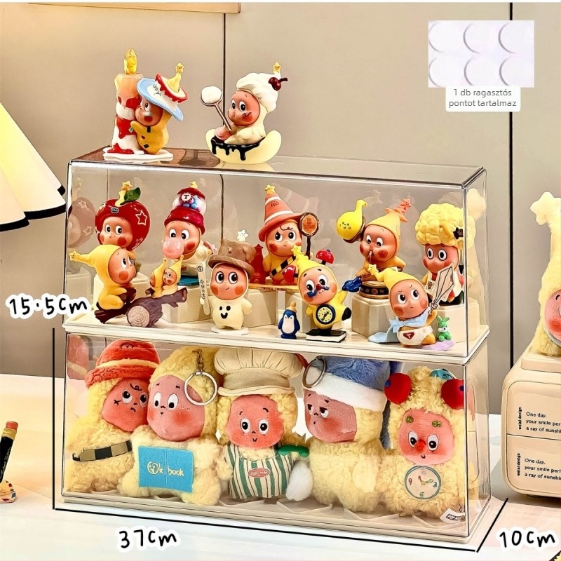 Star Man blind-box kiállítási doboz, átlátszó PET anyag, fedéllel, porálló, egymásra rakható, 18 L kapacitás