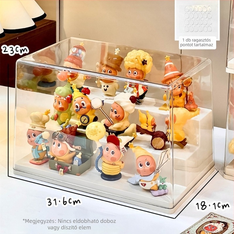 Star Man blind-box kiállítási doboz, átlátszó PET anyag, fedéllel, porálló, egymásra rakható, 18 L kapacitás