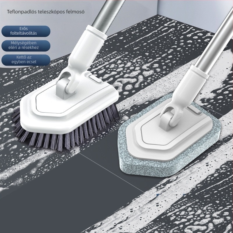 Padlótisztító kefe How bright hosszú nyéllel és kemény sörtékkel a padlók, káddal és csempékkel való tisztításához • műanyag • 20 készlet a dobozban