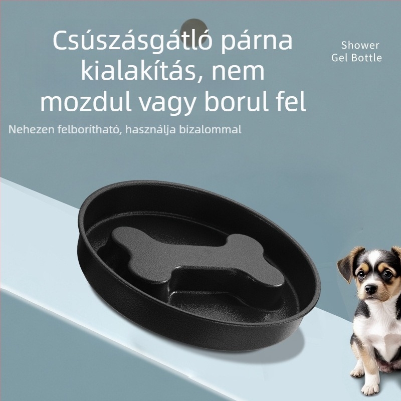 Kalapált fekete rozsdamentes acél lassú etető tál szeparátorral, csöpögésmentes macska- és kutyatál